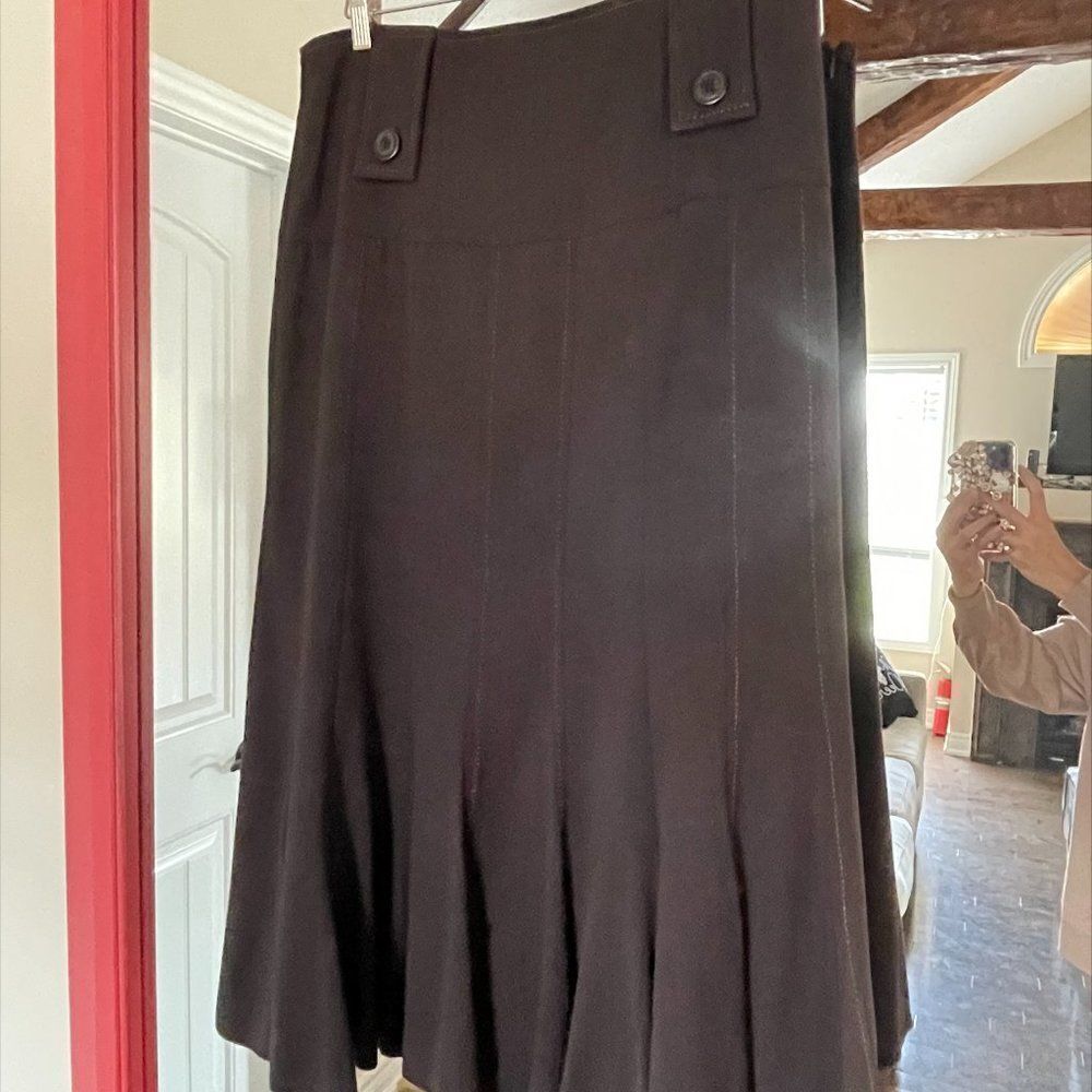 Miss Alliage midi skirt, pleat and belt loop detail, sz 10, EUC, wool blend,